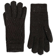 Gants en tricot à paillettes Dents Chevron - Noir