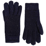 Gants à paillettes en tricot Dents Chevron - Marine