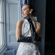 Gants en cuir Dents Demi Longs - Noir