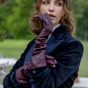 Gants en cuir Dents Demi Long - Damson Burgundy