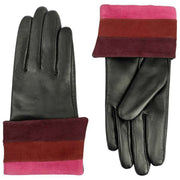 Gants en cuir pour écran tactile Dents Elodie - Noir/Rose
