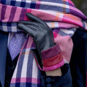 Gants en cuir pour écran tactile Dents Elodie - Noir/Rose