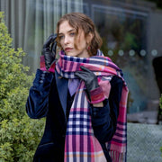 Gants en cuir pour écran tactile Dents Elodie - Noir/Rose