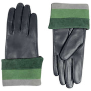 Gants en cuir à écran tactile Dents Elodie - Marine/Vert