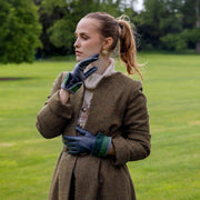 Gants en cuir à écran tactile Dents Elodie - Marine/Vert