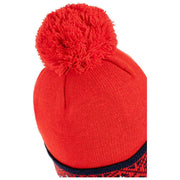 Bonnet à Pompon Dents Fair Isle Brim - Rouge Baie/Marine