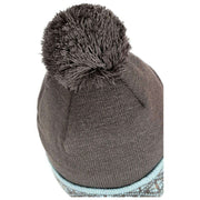 Bonnet à Pompon Dents Fair Isle Brim - Gris Charbon/Bleu
