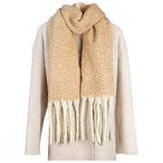 Écharpe couverture à chevrons Dents - Beige caramel