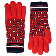 Gants tricotés Dents Jacquard Fair Isle - Rouge Baie/Marine