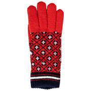 Gants tricotés Dents Jacquard Fair Isle - Rouge Baie/Marine