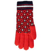 Gants tricotés Dents Jacquard Fair Isle - Rouge Baie/Marine