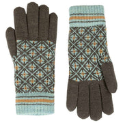 Gants tricotés Dents Jacquard Fair Isle - Gris anthracite/bleu