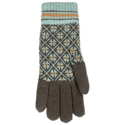Gants tricotés Dents Jacquard Fair Isle - Gris anthracite/bleu