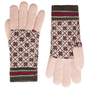 Gants tricotés Dents Jacquard Fair Isle - Rose/Gris Charbon
