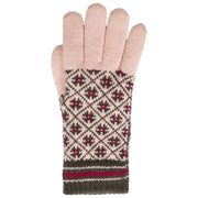 Gants tricotés Dents Jacquard Fair Isle - Rose/Gris Charbon