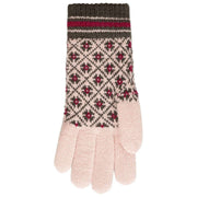 Gants tricotés Dents Jacquard Fair Isle - Rose/Gris Charbon