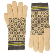 Gants tricotés Dents Jacquard Fair Isle - Beige caramel/gris anthracite