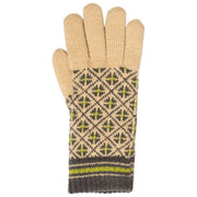 Gants tricotés Dents Jacquard Fair Isle - Beige caramel/gris anthracite