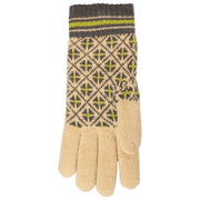 Gants tricotés Dents Jacquard Fair Isle - Beige caramel/gris anthracite