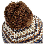 Bonnet à Pompon Dents Jacquard Fair Isle Pom Pom - Marron Chocolat