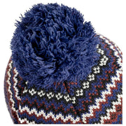 Bonnet à Pompon Dents Jacquard Fair Isle Pom Pom - Marine/Blanc/Marron