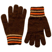 Gants tricotés à rayures Dents - Brun chocolat