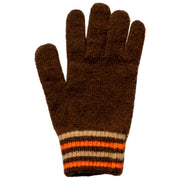 Gants tricotés à rayures Dents - Brun chocolat