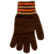 Gants tricotés à rayures Dents - Brun chocolat