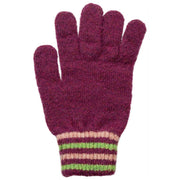 Gants tricotés à rayures Dents - Orchidée bordeaux