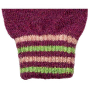 Gants tricotés à rayures Dents - Orchidée bordeaux