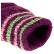 Gants tricotés à rayures Dents - Orchidée bordeaux