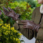 Gants en cuir pour écran tactile Dents Mosie - Marron châtain