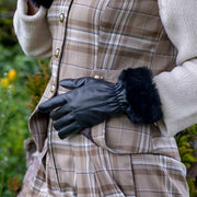 Gants en cuir pour écran tactile Dents Nieve - Noir