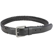 Dents Plaited Detail Leather Belt - Black