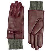 Gants en cuir à écran tactile Dents Renee - Damson Burgundy/Gris Charbon