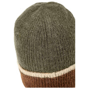 Bonnet En Laine Tricoté Côtelé Dents - Vert Olive