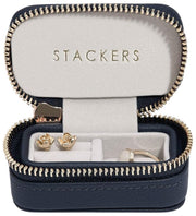 Grande boîte à bijoux de voyage zippée Stackers - Bleu marine