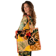 powder-exotic-leaves-luxe-velvet-quilted-tote---beigeredgreen-35503991