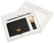 Alice Wheeler London Bow Card Holder Porte-clés et stylo Coffret cadeau de luxe - Noir