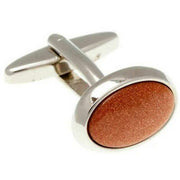 david-van-hagen-goldstone-oval-cufflinks---brownsilver-34498460