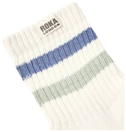 Chaussettes Roka Windsor Stripe Crew - Bleu Côtier/Brume
