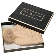 Bonnet Tricoté à Pompon Tissé Elie Beaumont - Beige Avoine