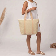 Sac fourre-tout d'été Elie Beaumont - Tissage géométrique doré