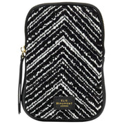 Sac de téléphone en velours Elie Beaumont - Chevron noir/blanc
