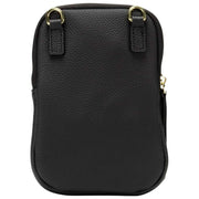 Sac de téléphone en velours Elie Beaumont - Chevron noir/blanc