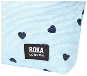 Roka Maida Vale Petite pochette en toile de coton - Imprimé coeur bleu