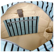 Sac à bandoulière en toile de coton Roka Sloane de taille moyenne - Rayure bleue
