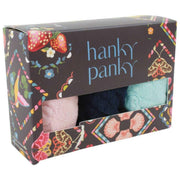 Hanky Panky Signature Lace - Lot de 3 tongs taille basse - Rose pâle/Marine/Bleu céleste