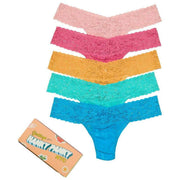 Hanky Panky Signature Lace Low Rise Matchbox Lot de 5 strings - Rose d'eau rose/Naples/Gingembre/Bleu écume de mer
