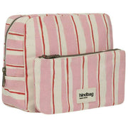 Trousse de Toilette Extra Large Hindbag Alix - Rayures Rose/Rouge